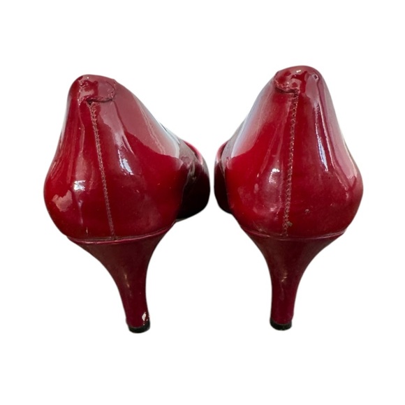 Michelle D Red Patent Leather Peep Toe Heels Size 8 - Picture 3 of 8